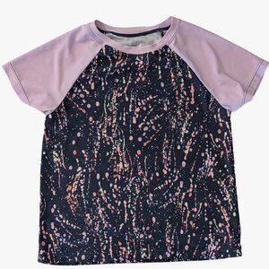 iD Ideology Girls Rash Guard Swim Top Size L Paint Splatter Athletic Tee
